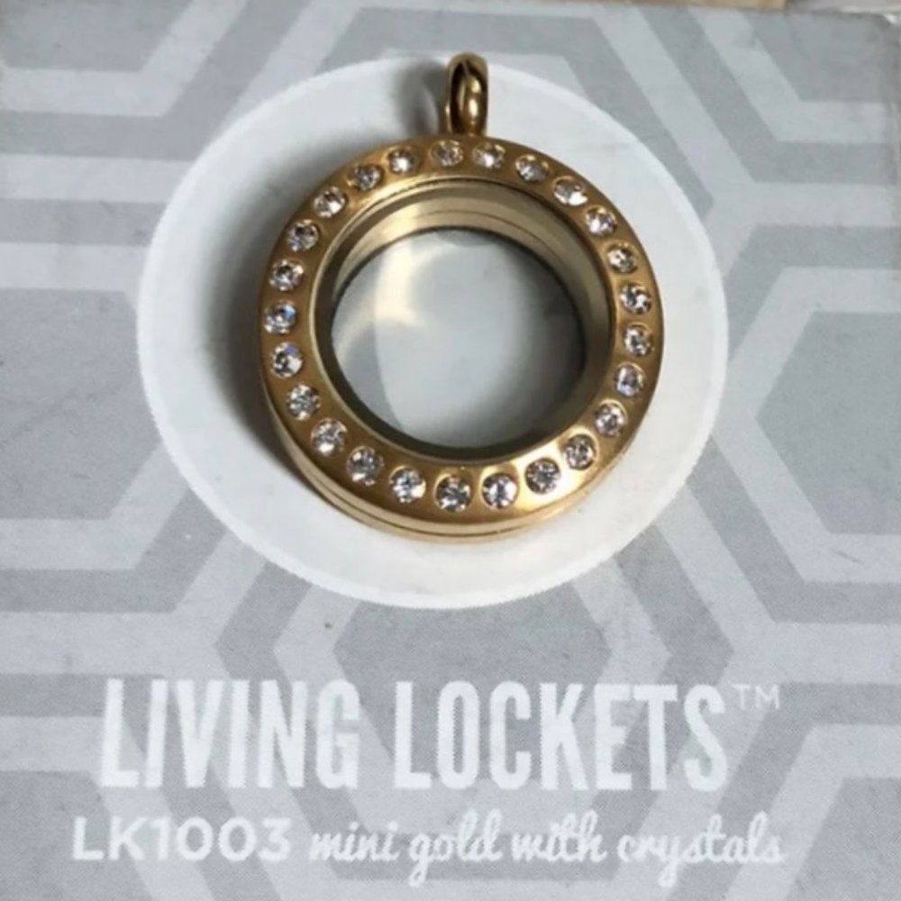Mini Gold Classic Living Locket with Crystals